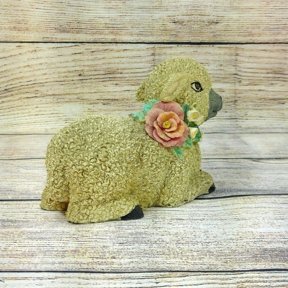 Woolly Resin Sheep Lamb Figurine Christmas Sheep Ornament Home Garden Décor VTG - Picture 6 of 12
